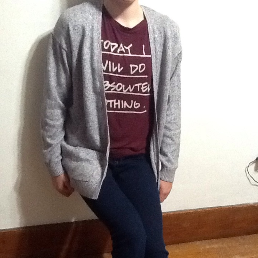 Casual Gray Cardigan W/Pockets -Size XL 14 (Girls)